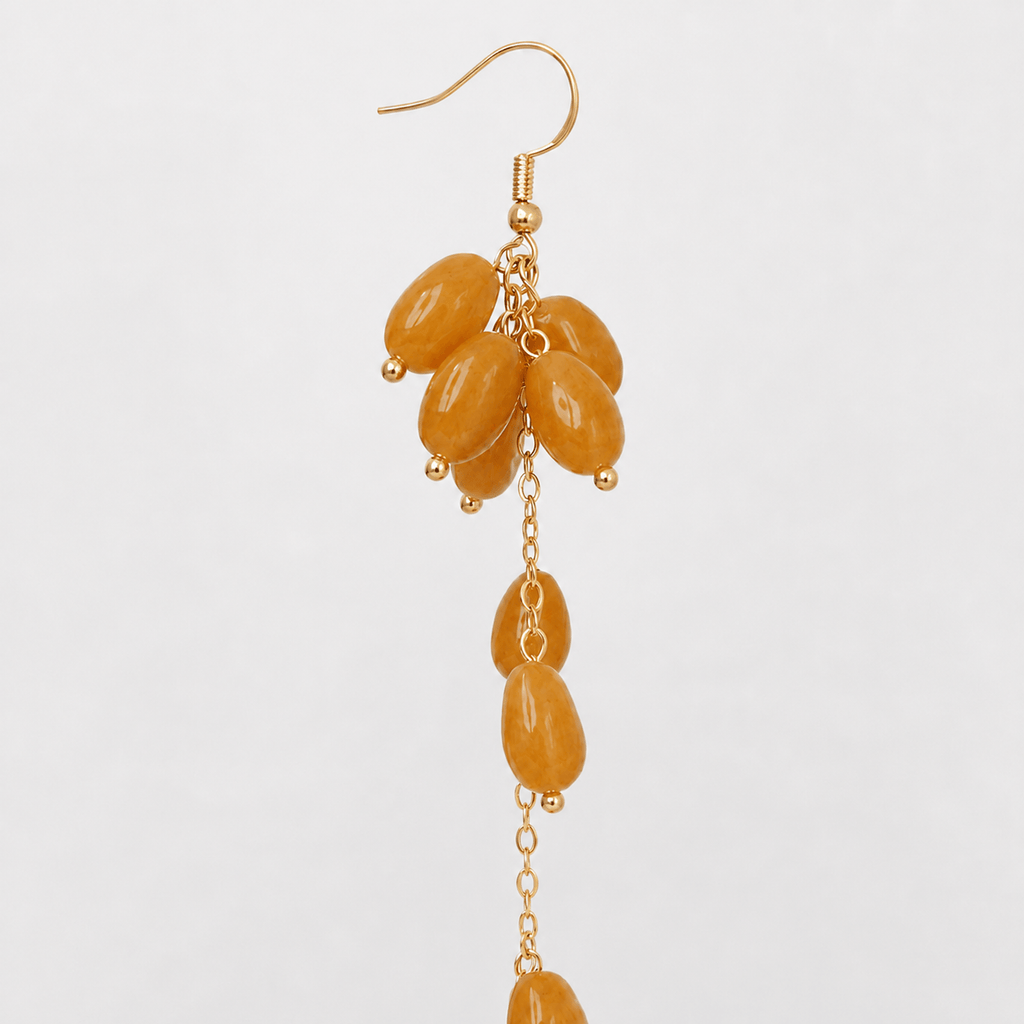 Golden Jade Cascade Long Drop Earrings