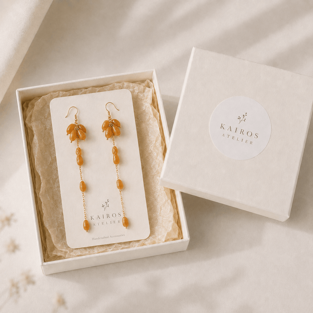 Golden Jade Cascade Long Drop Earrings