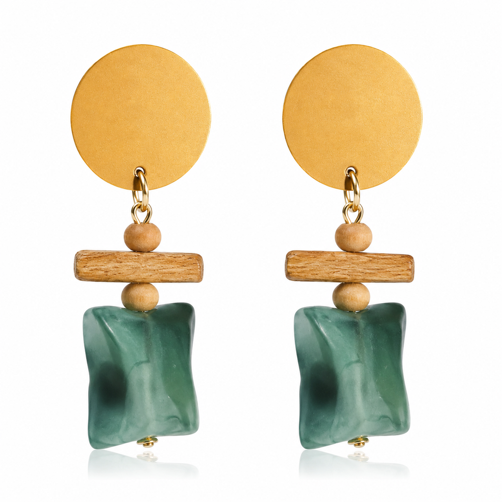 Handcrafted Wooden Drop Earrings