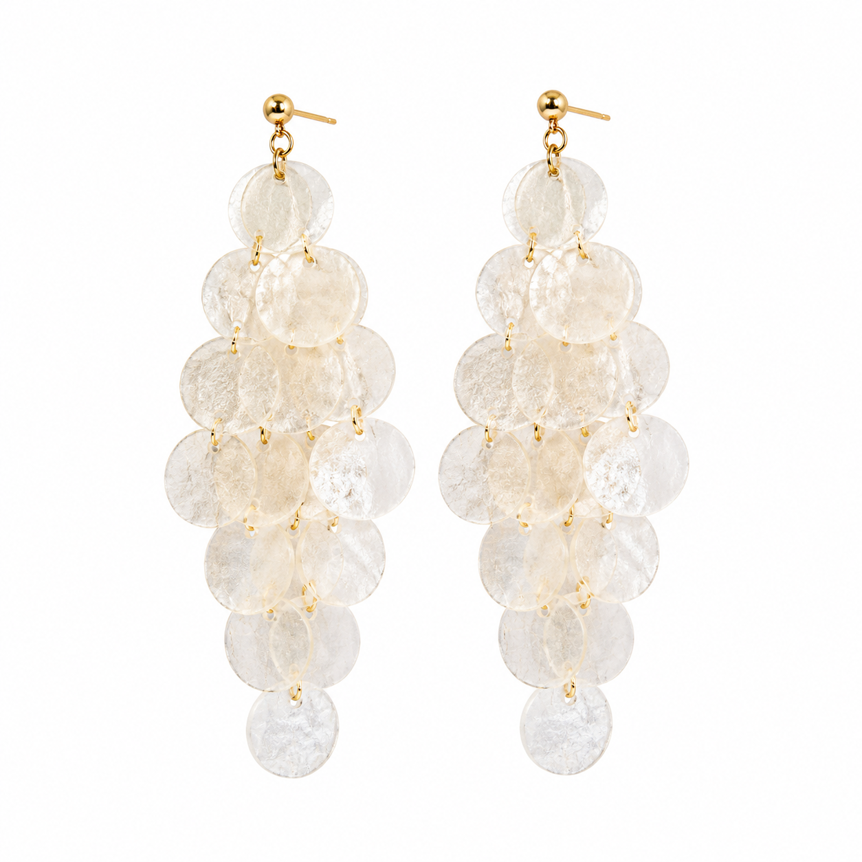 Pearlescent Shell-Inspired Statement Earrings