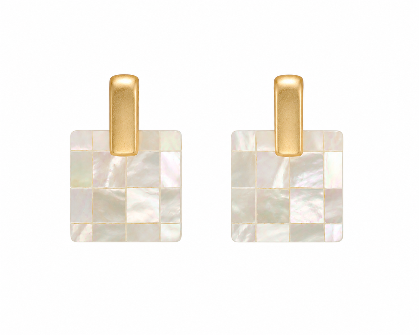 Mother of Pearl Mosaic Stud Earrings