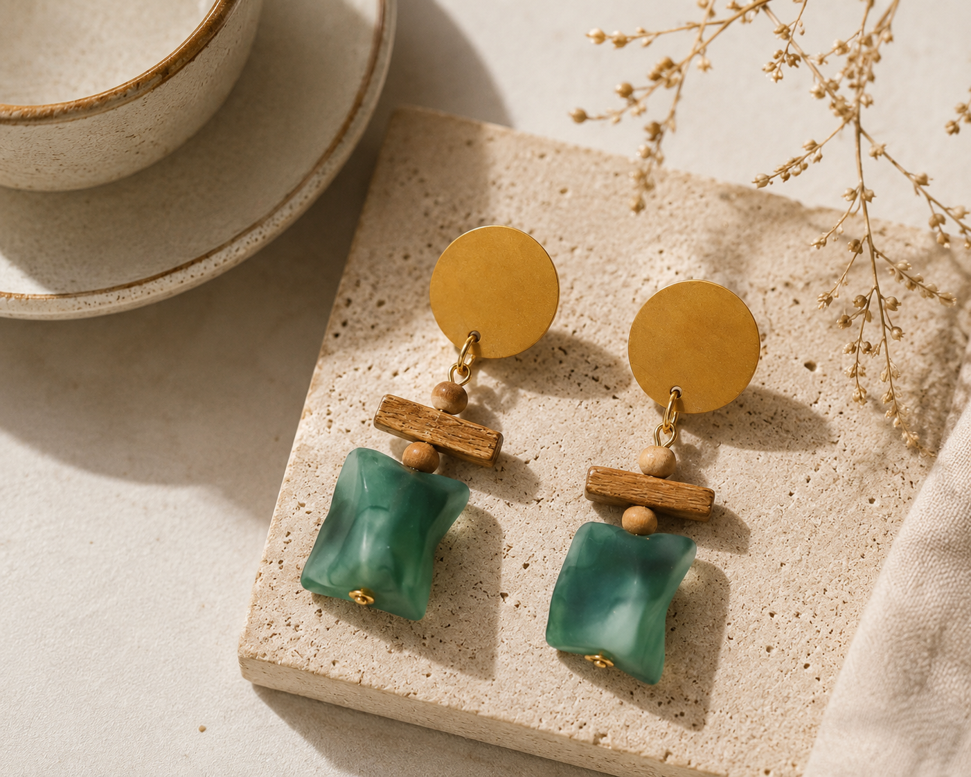 Handcrafted Wooden Drop Earrings