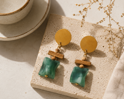 Handcrafted Wooden Drop Earrings