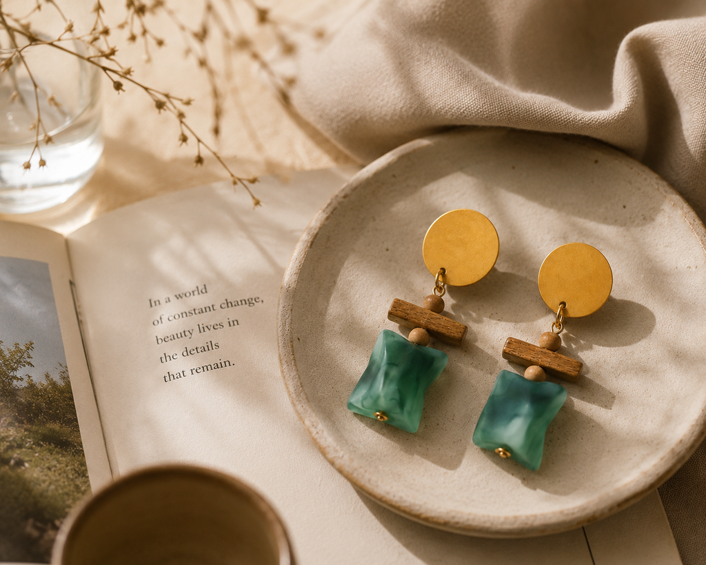 Handcrafted Wooden Drop Earrings
