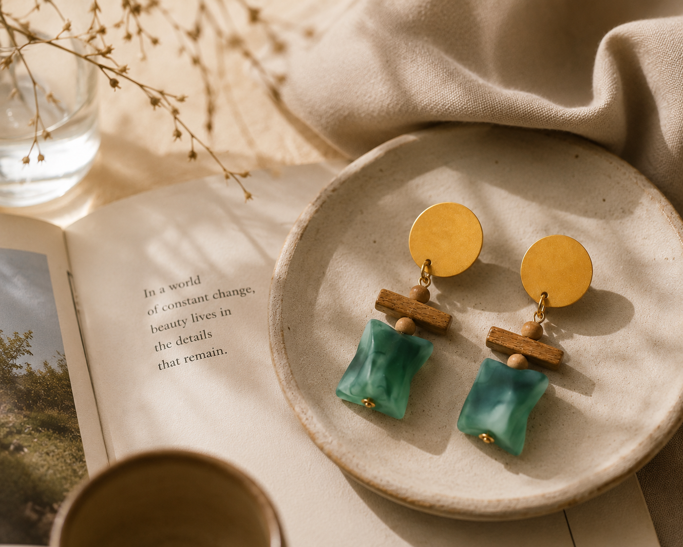 Handcrafted Wooden Drop Earrings