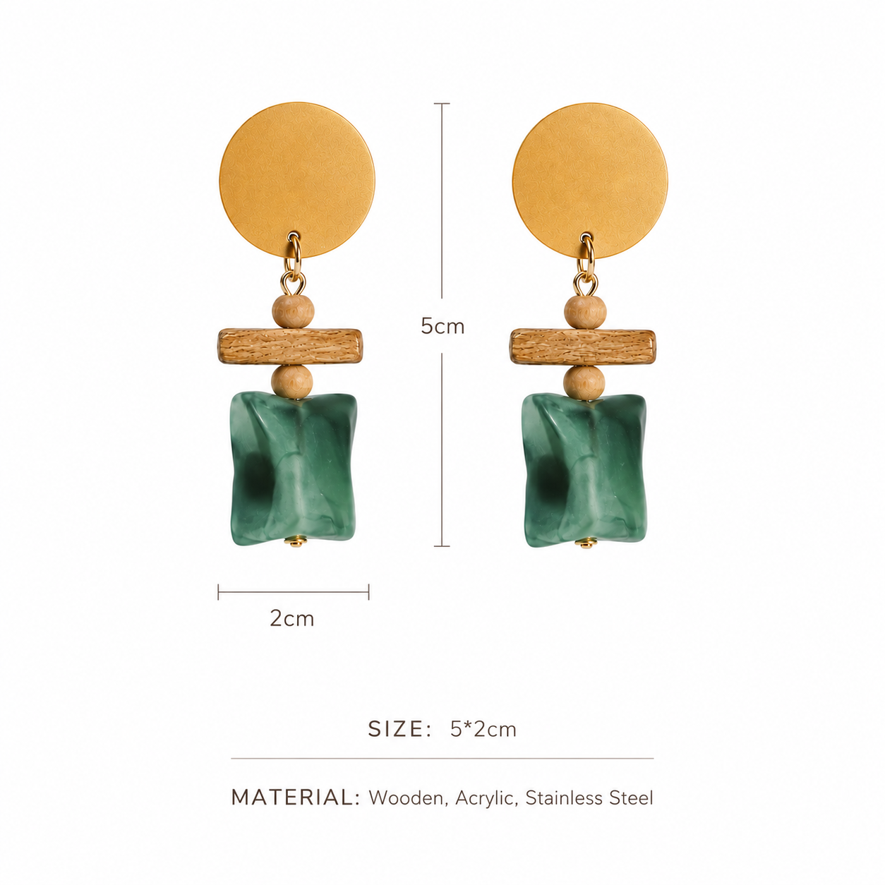 Handcrafted Wooden Drop Earrings