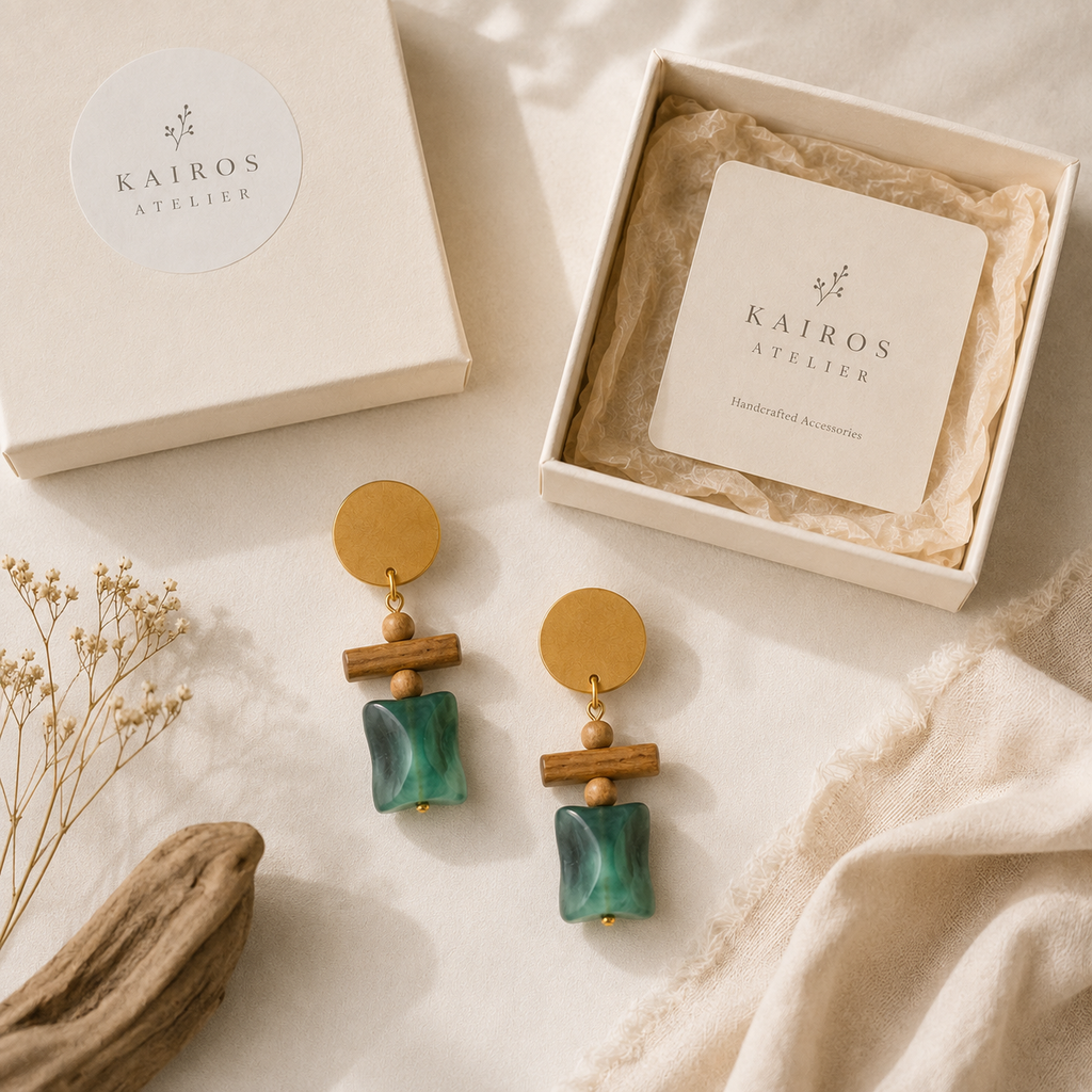 Handcrafted Wooden Drop Earrings