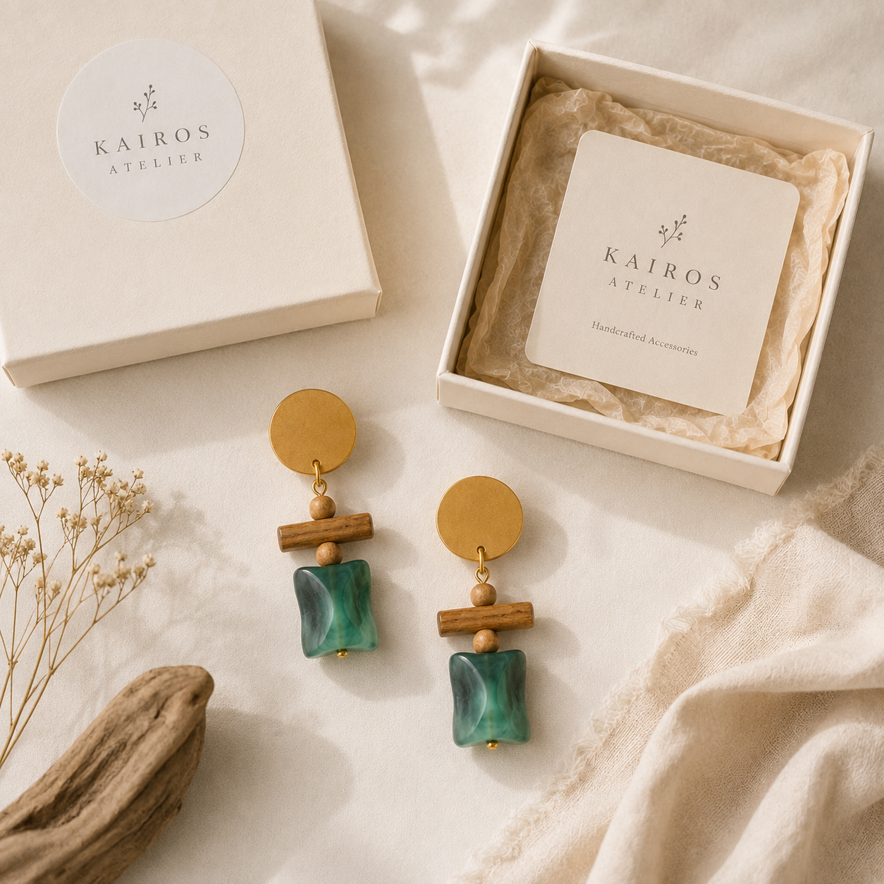 Handcrafted Wooden Drop Earrings