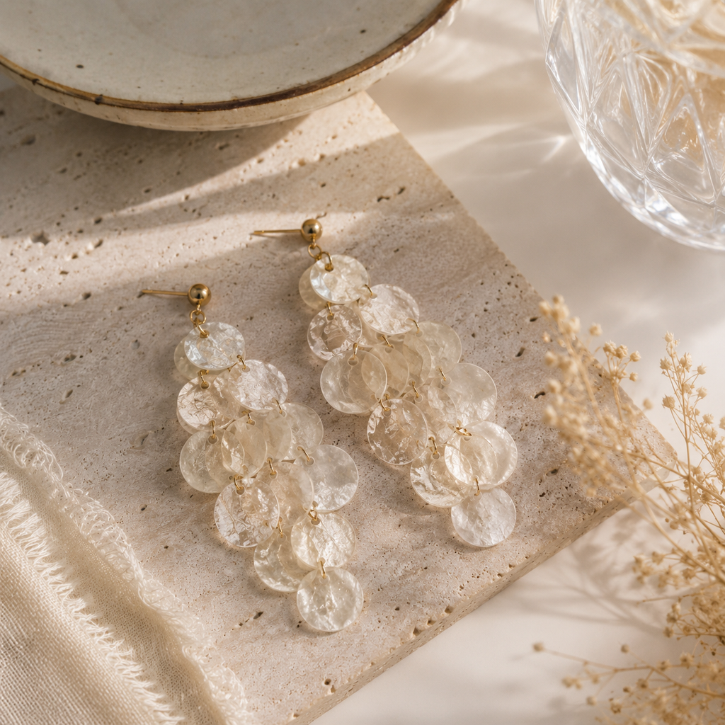 Pearlescent Shell-Inspired Statement Earrings
