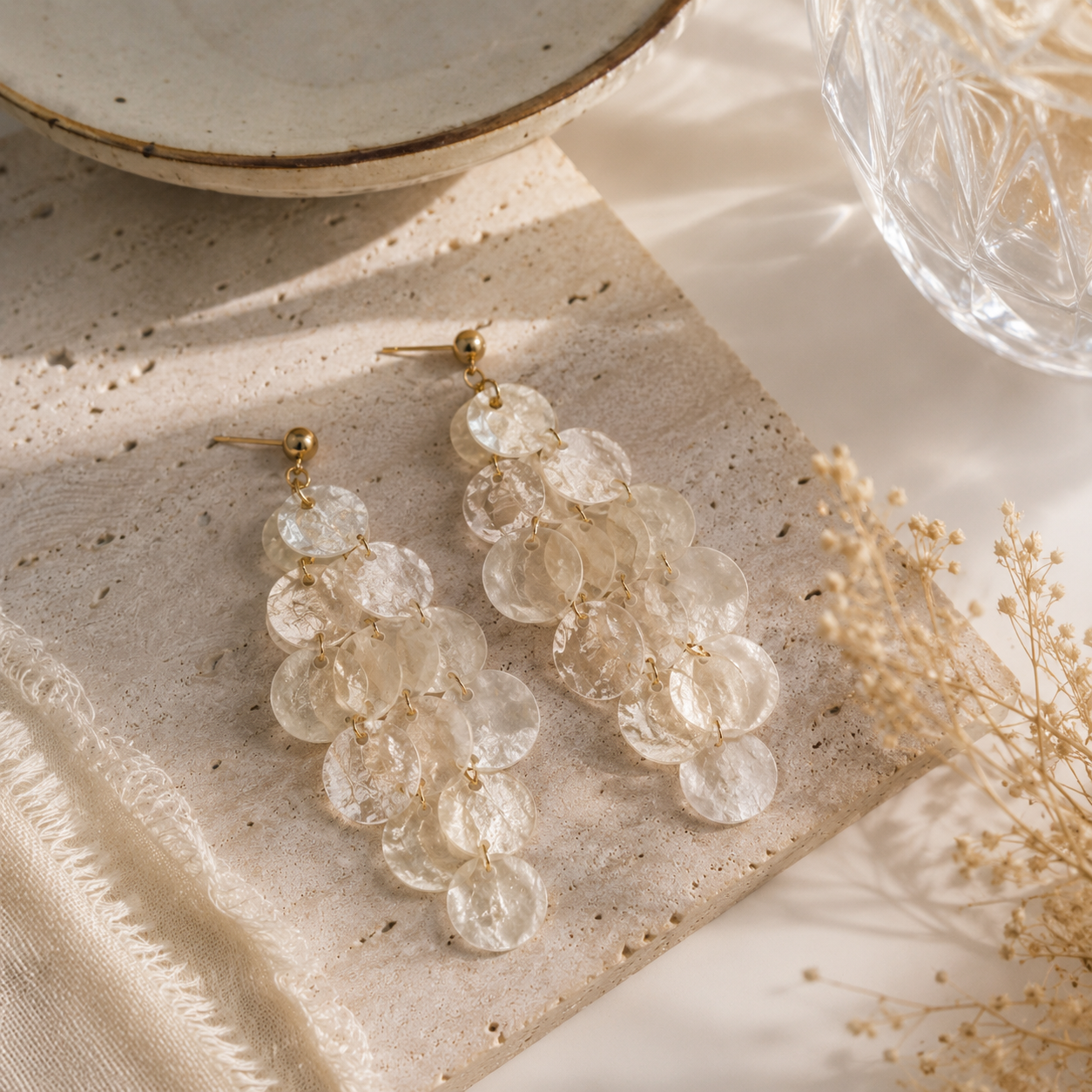 Pearlescent Shell-Inspired Statement Earrings