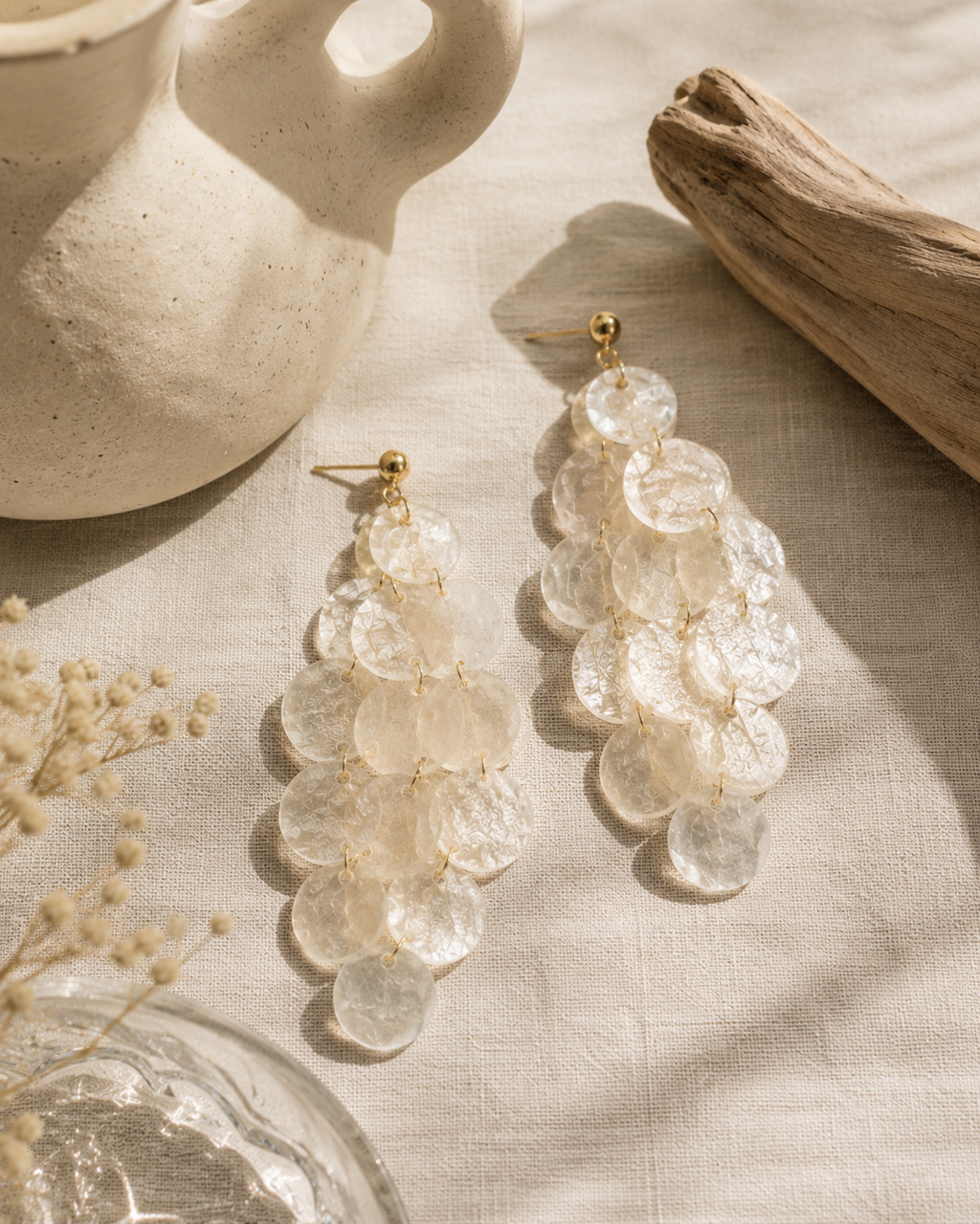 Pearlescent Shell-Inspired Statement Earrings