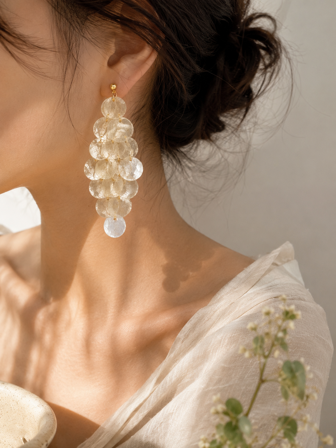 Pearlescent Shell-Inspired Statement Earrings
