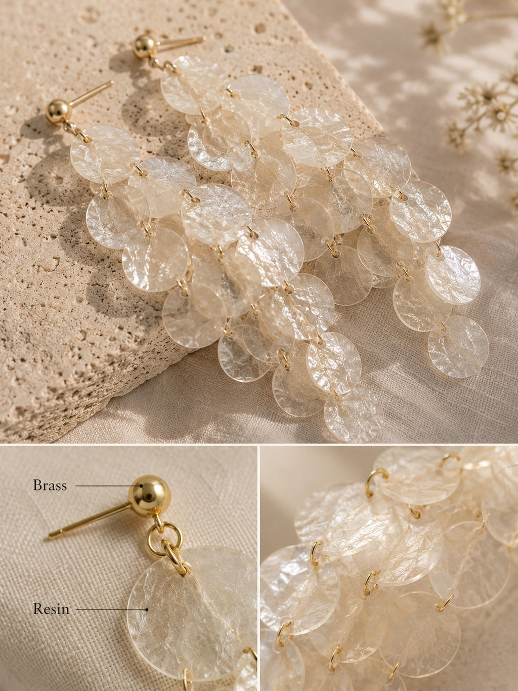 Pearlescent Shell-Inspired Statement Earrings