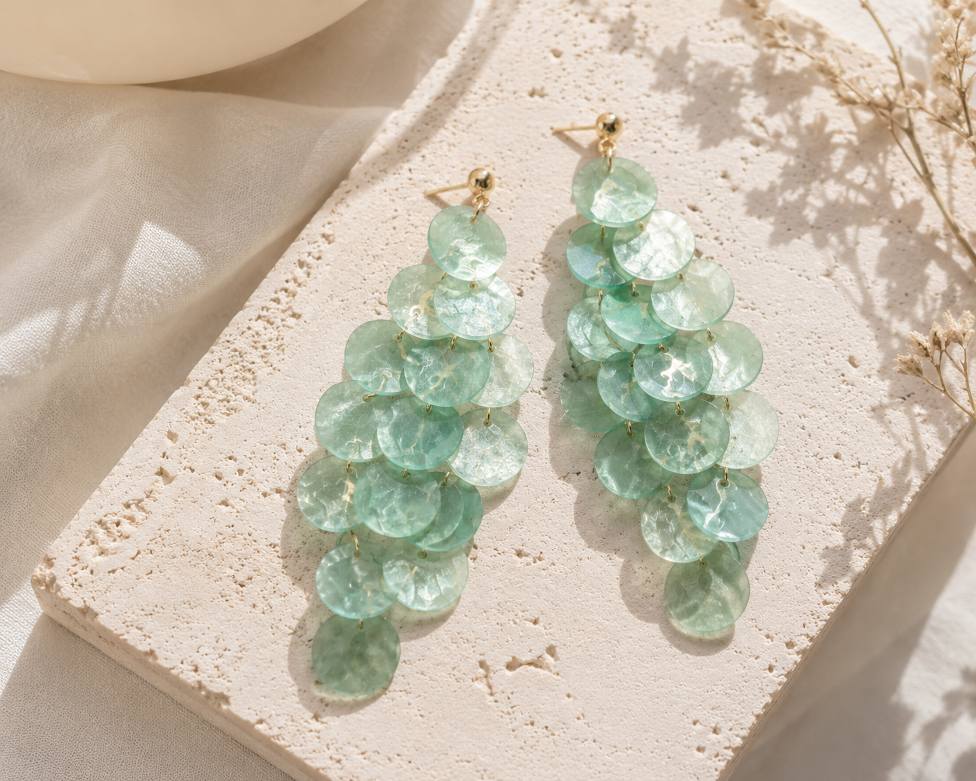 Seafoam Cascade Statement Earrings