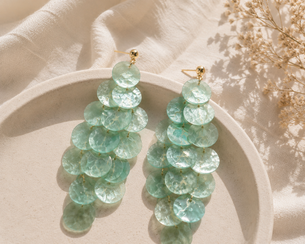 Seafoam Cascade Statement Earrings