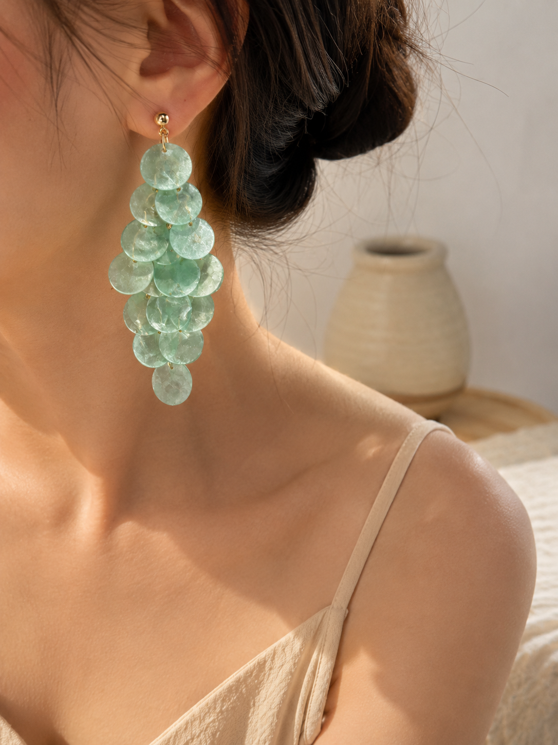 Seafoam Cascade Statement Earrings