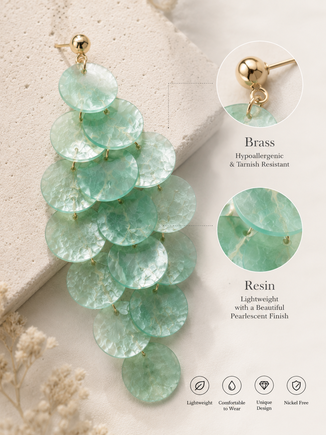 Seafoam Cascade Statement Earrings