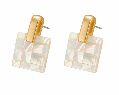 Mother of Pearl Mosaic Stud Earrings