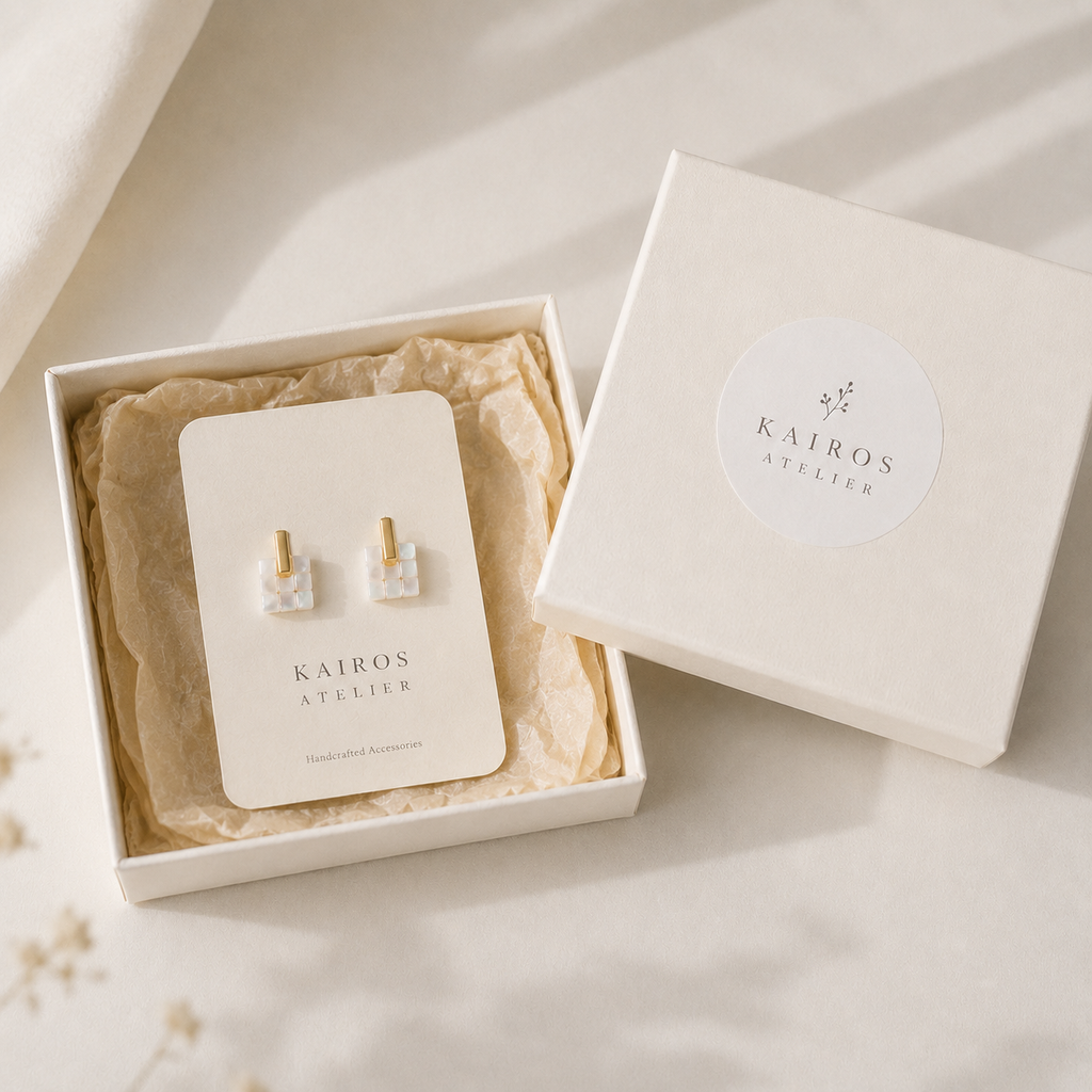 Mother of Pearl Mosaic Stud Earrings