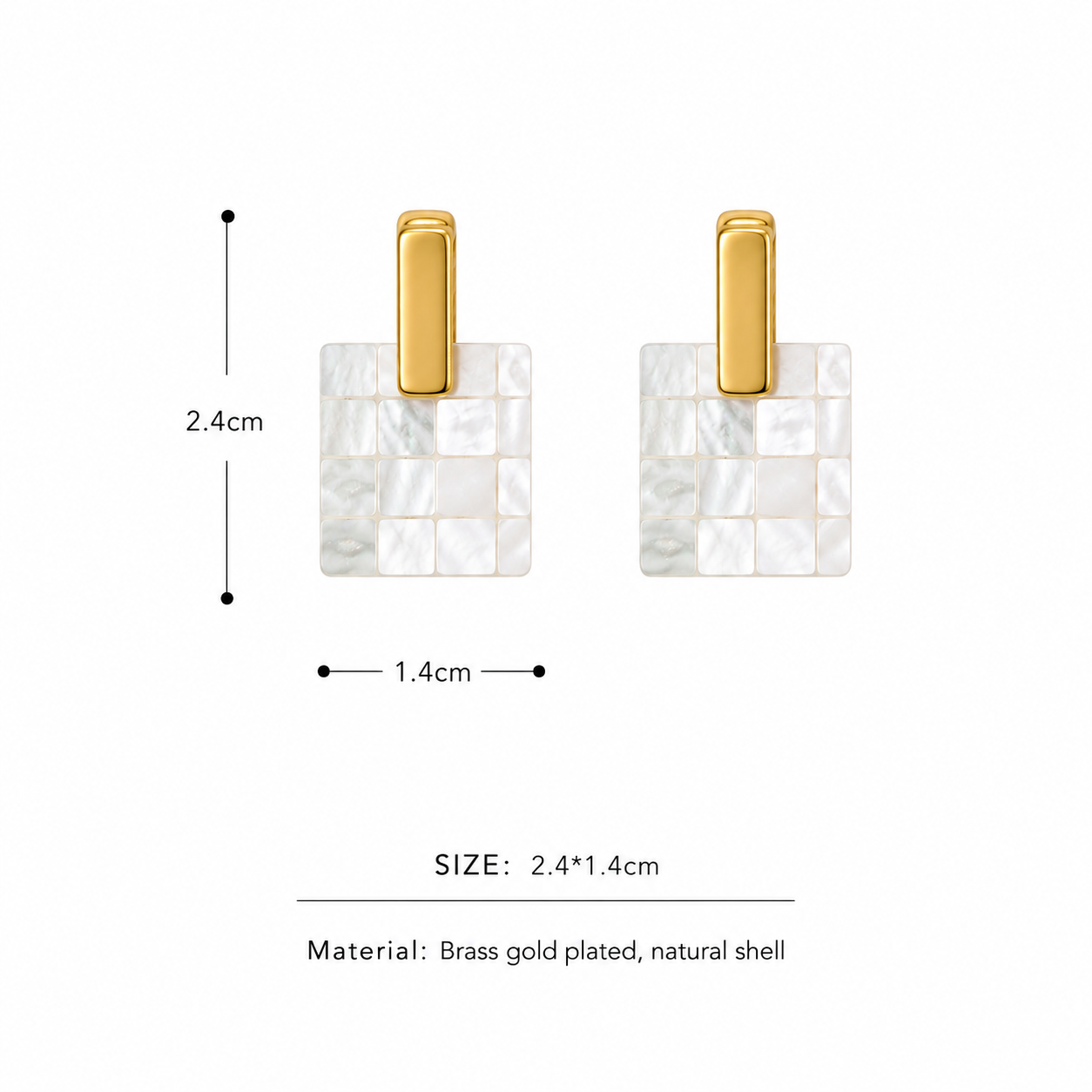Mother of Pearl Mosaic Stud Earrings