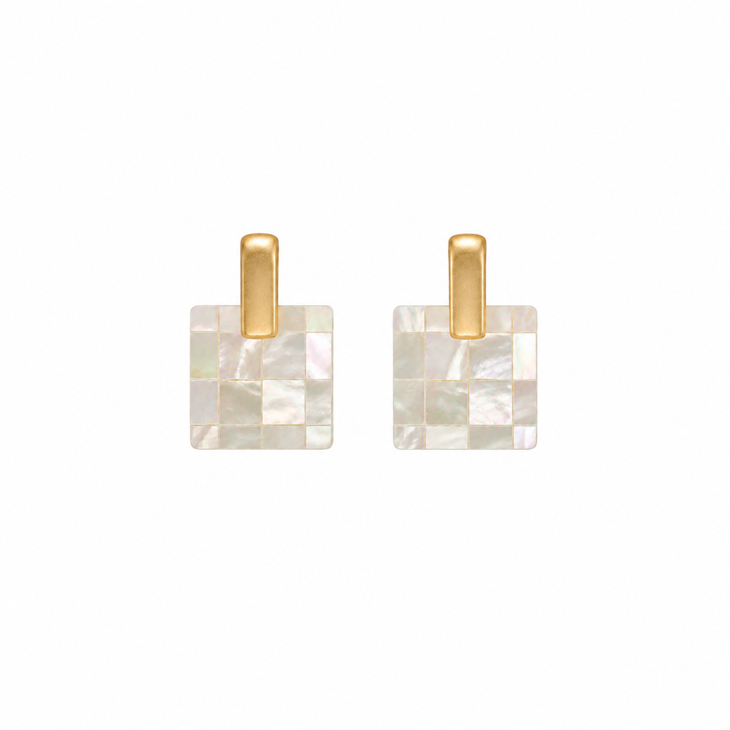 Mother of Pearl Mosaic Stud Earrings