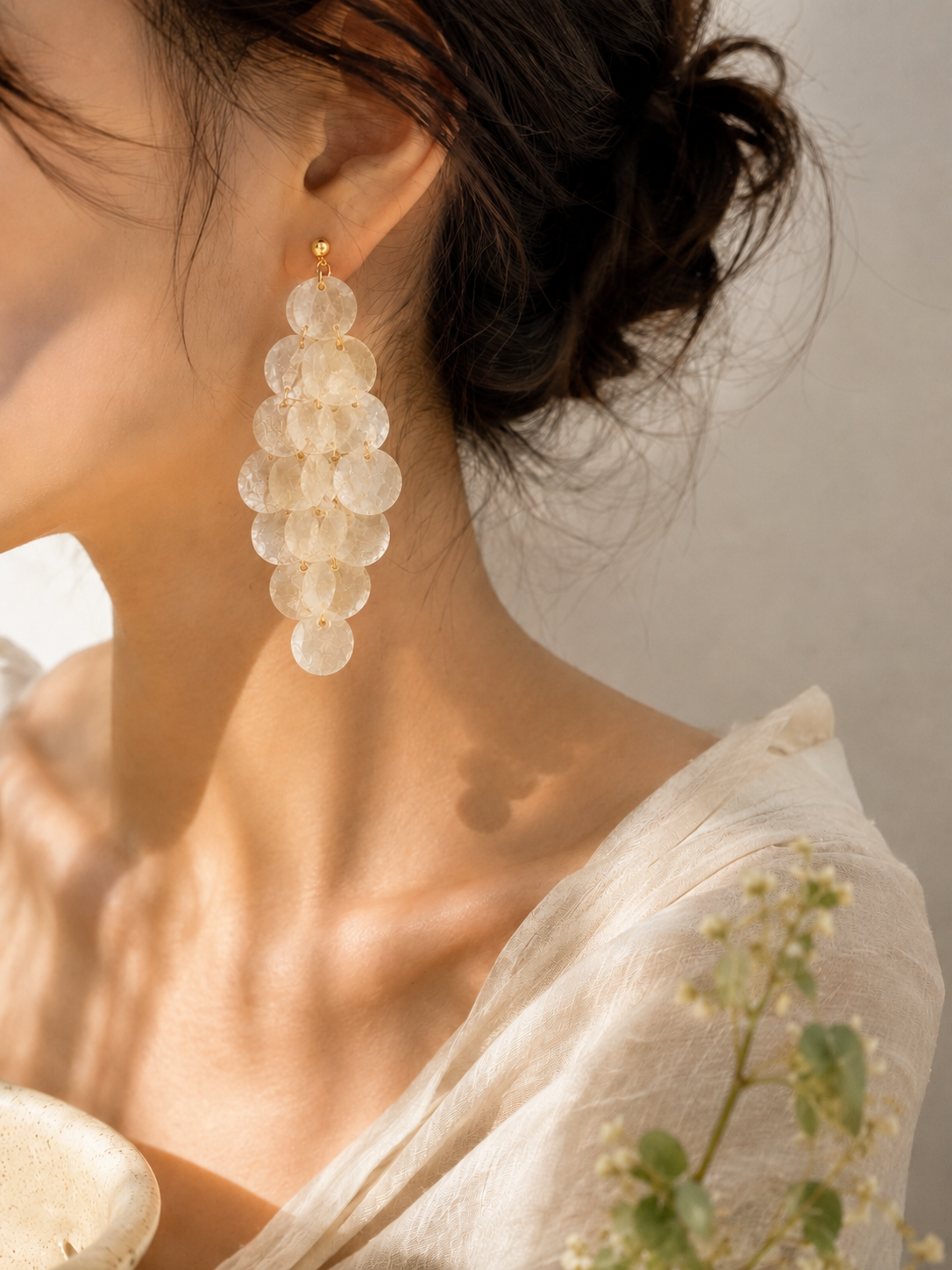 Pearlescent Shell-Inspired Statement Earrings